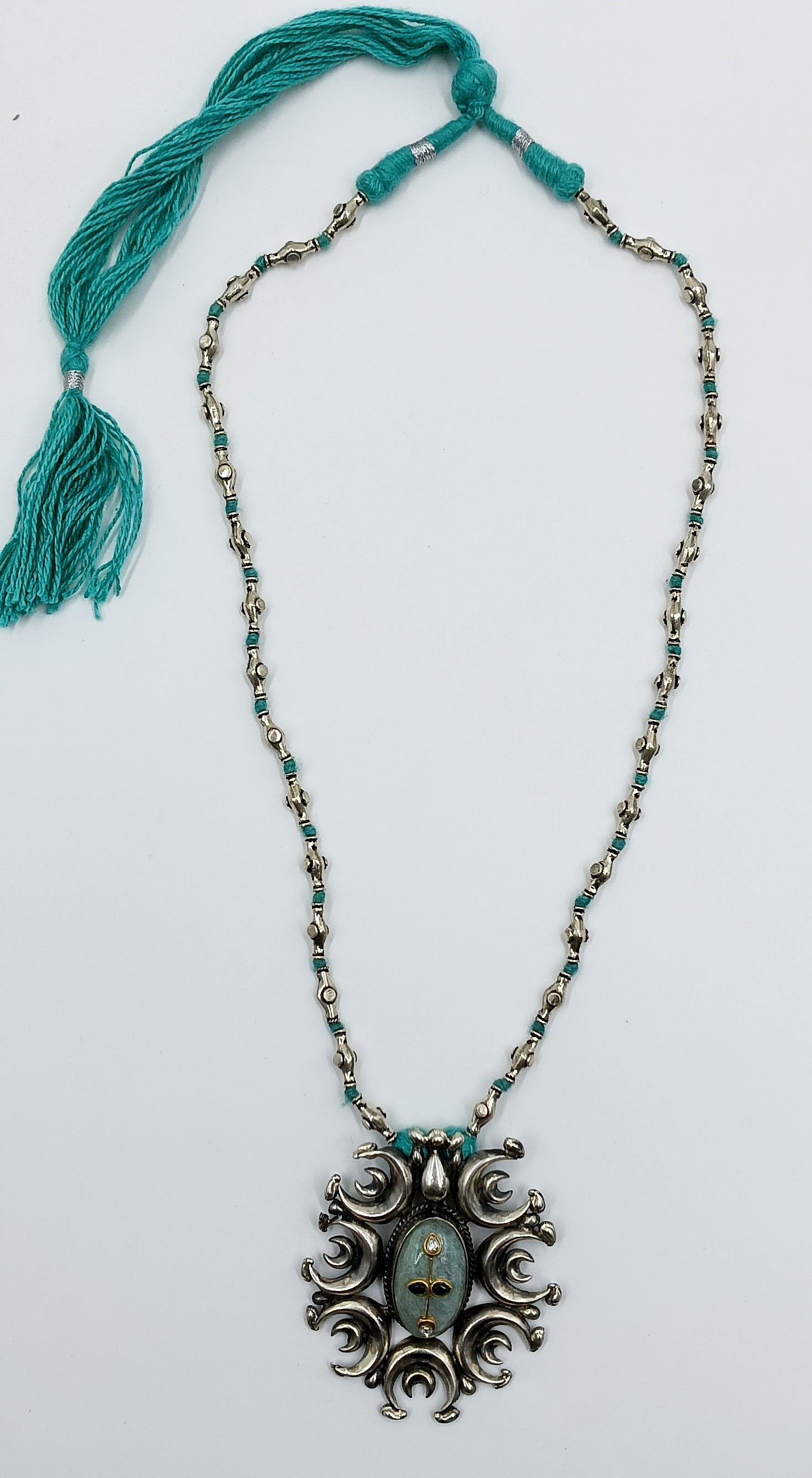Oversized Tribal Pendant with Crescent Details