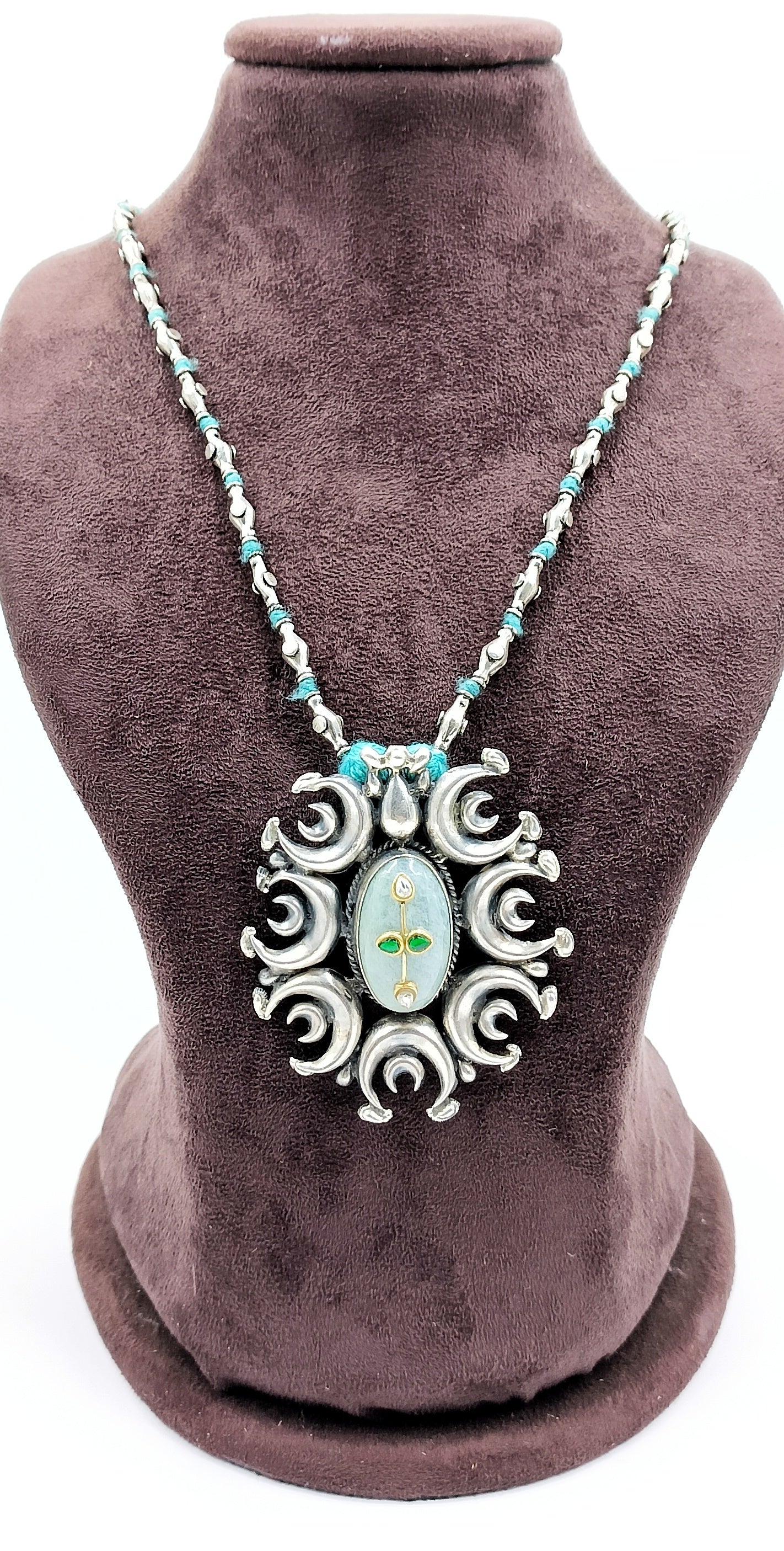 Oversized Tribal Pendant with Crescent Details
