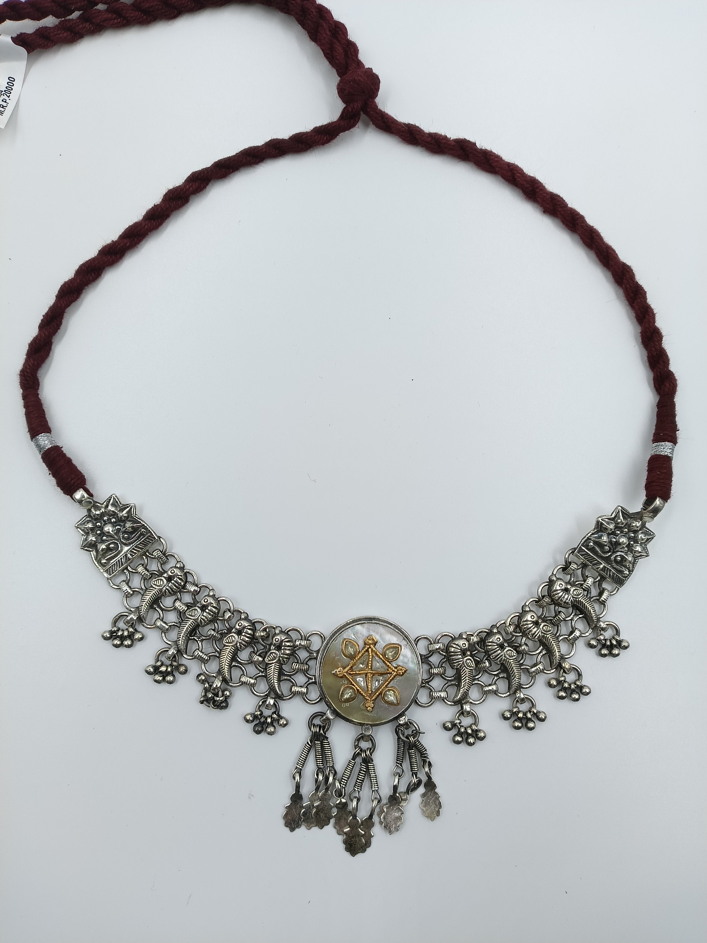 Gaja Motif Tribal Necklace with Mixed Metal Symbol