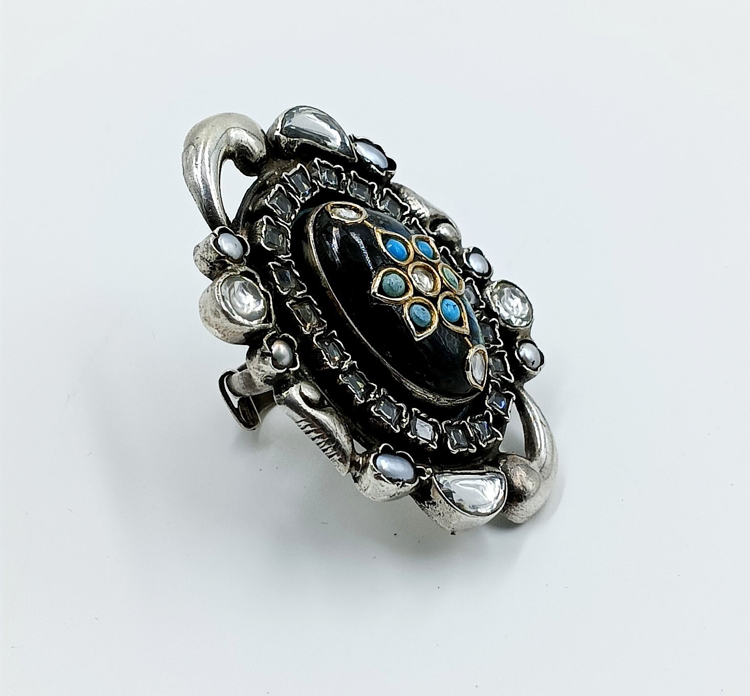 Turquoise and Mother-of-Pearl Inlay Ring