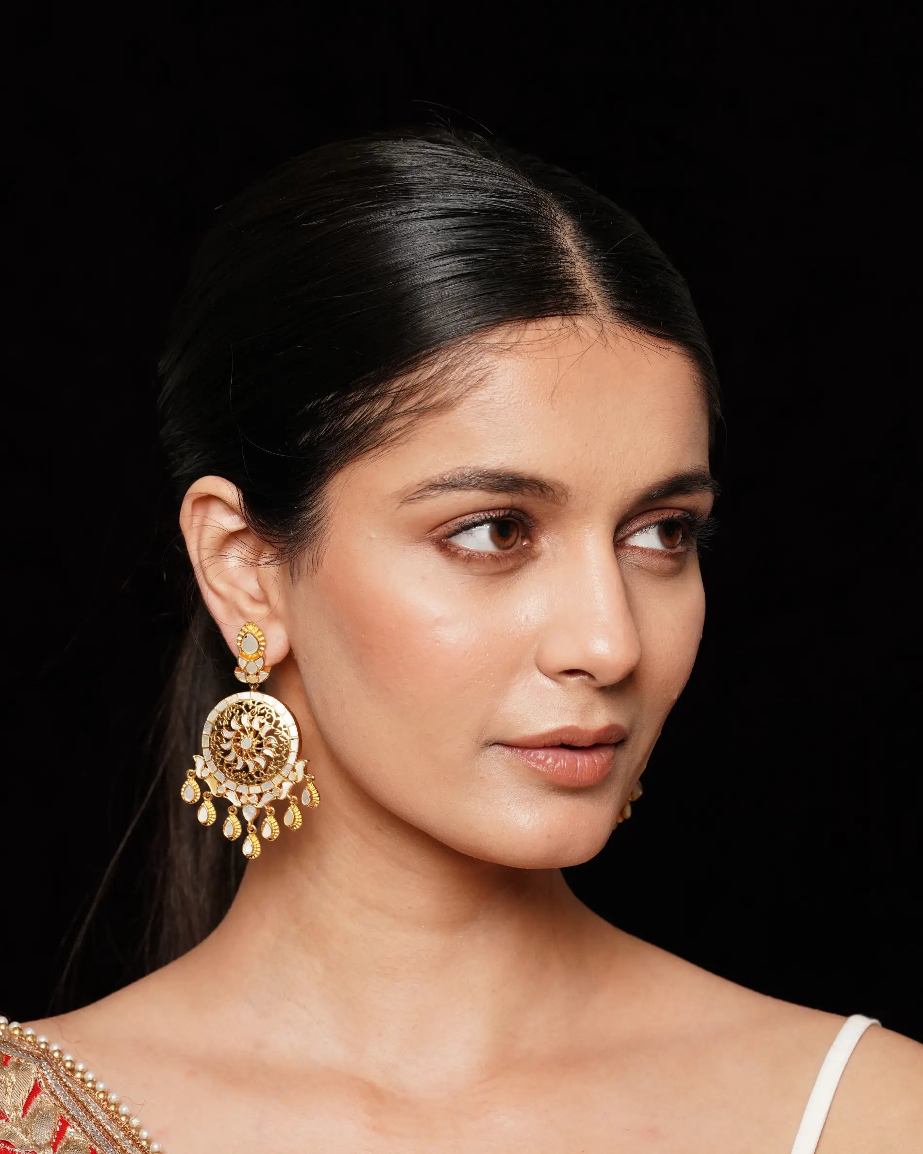 Mother of Pearl Chandbali Earrings