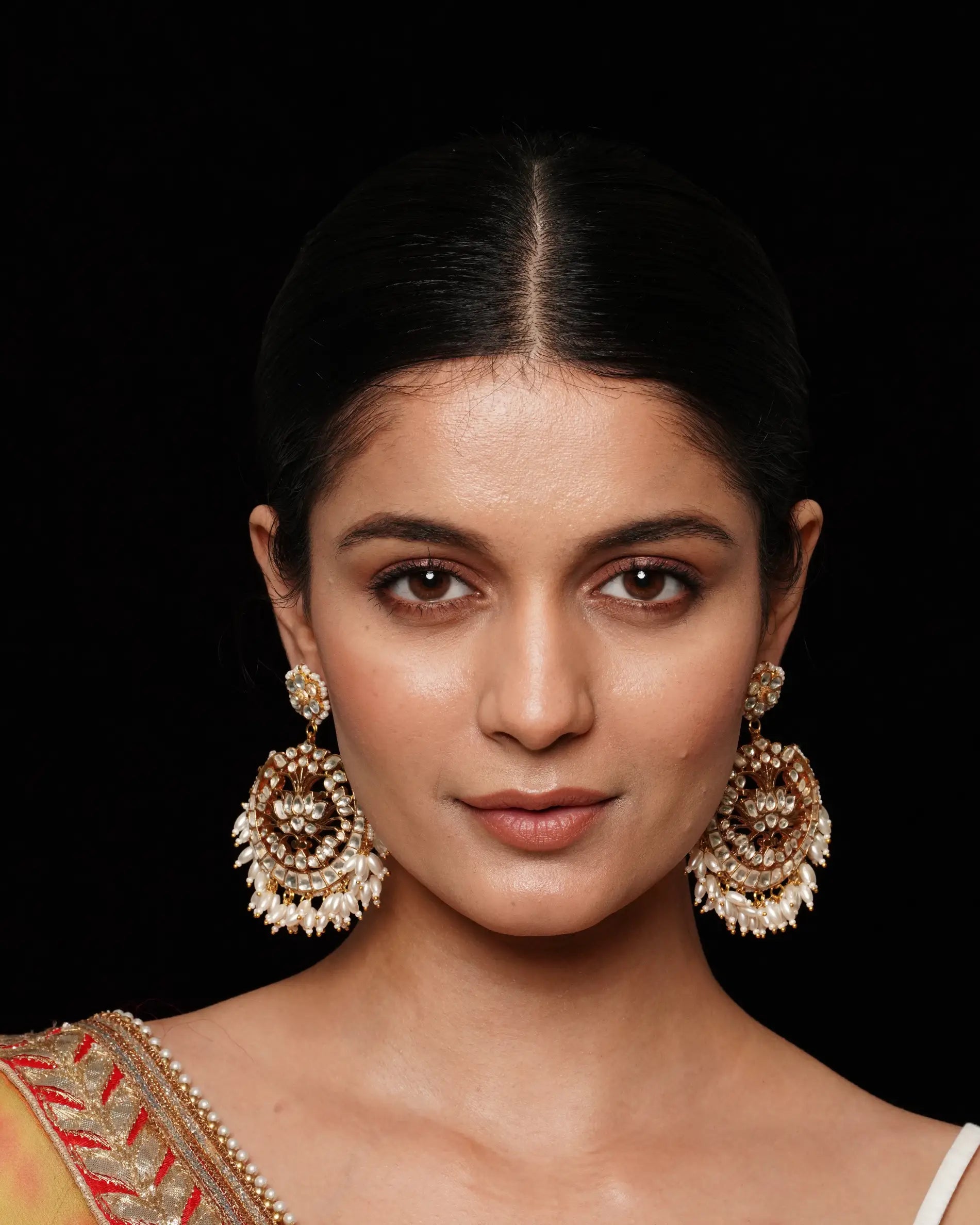 Jadau Kundan Chandbali Earrings