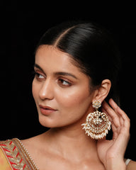 Jadau Kundan Chandbali Earrings