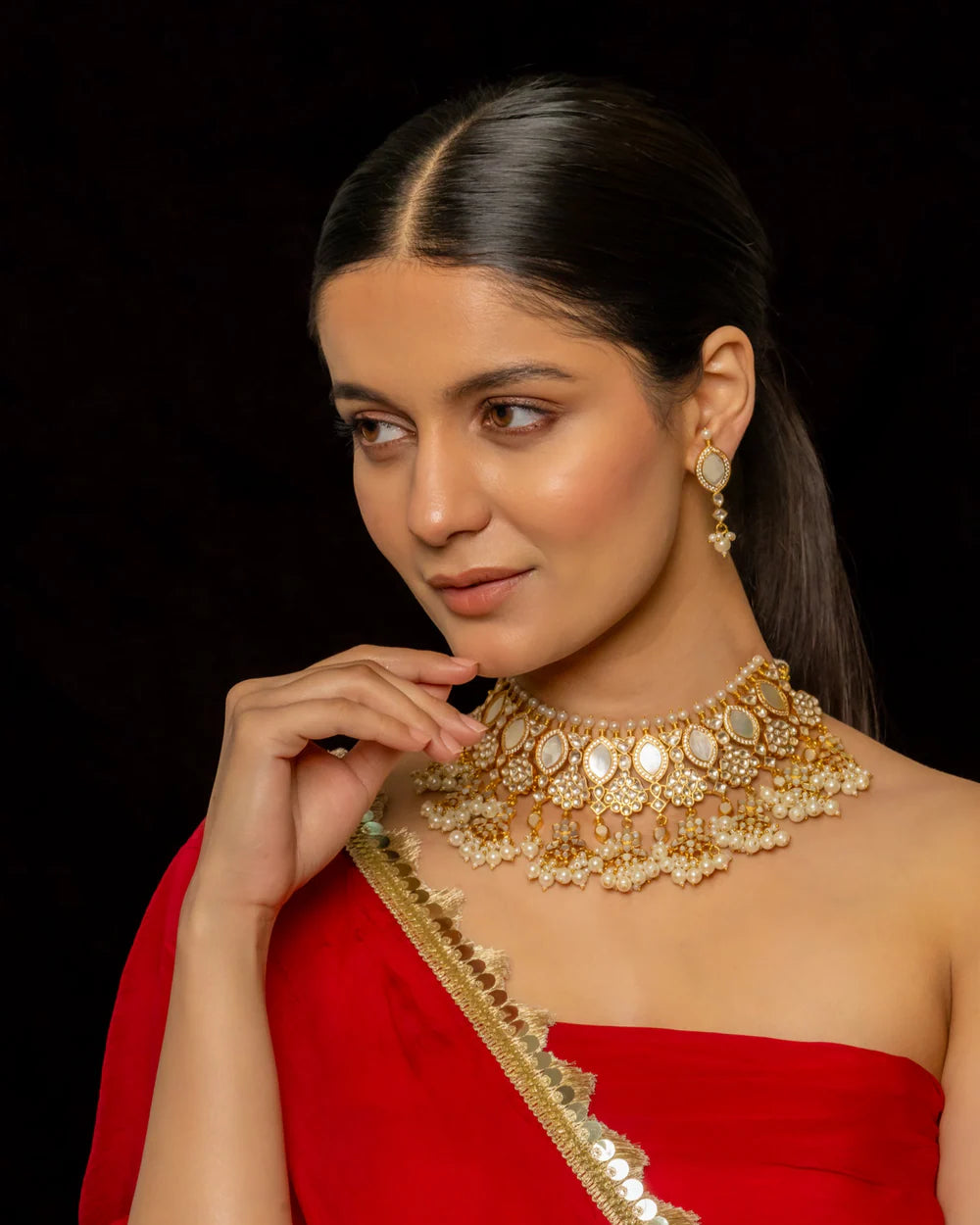 Mother of Pearl Necklace with Earrings