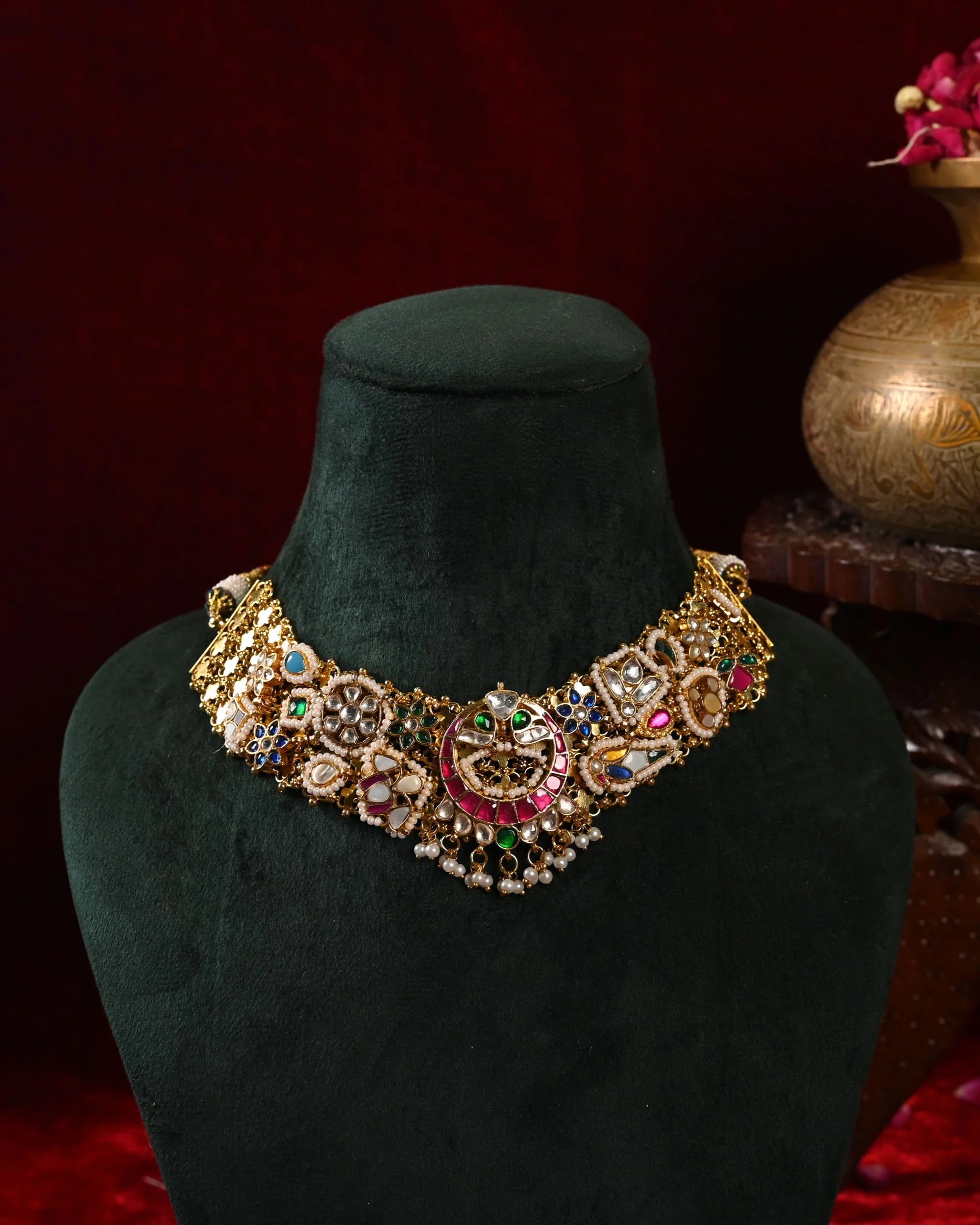 Jadau Kundan Fusion Choker with Earrings 1