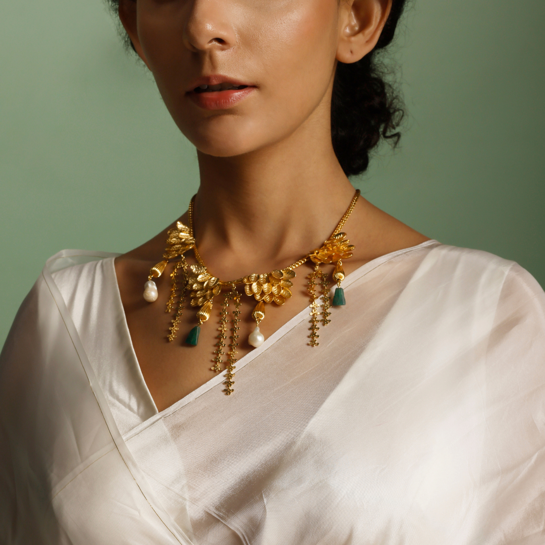 Forest flower gold neckpiece