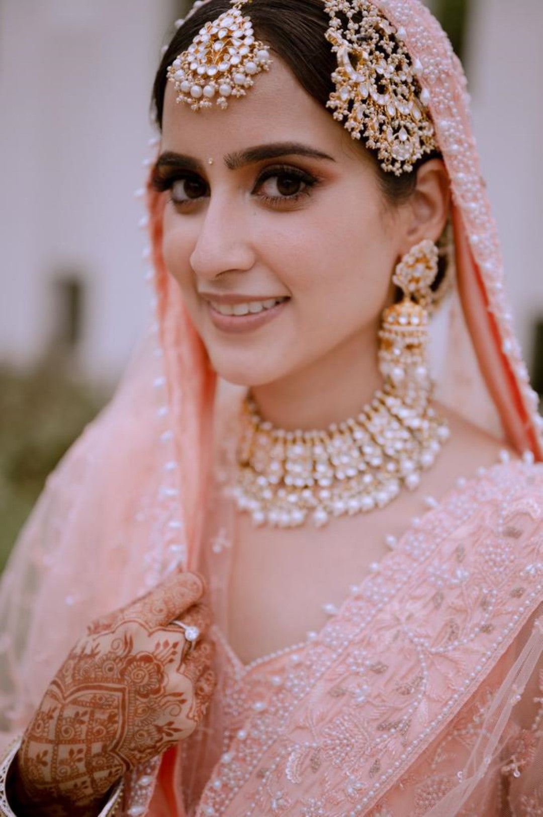 White Floral Gold Plated Maangtikka