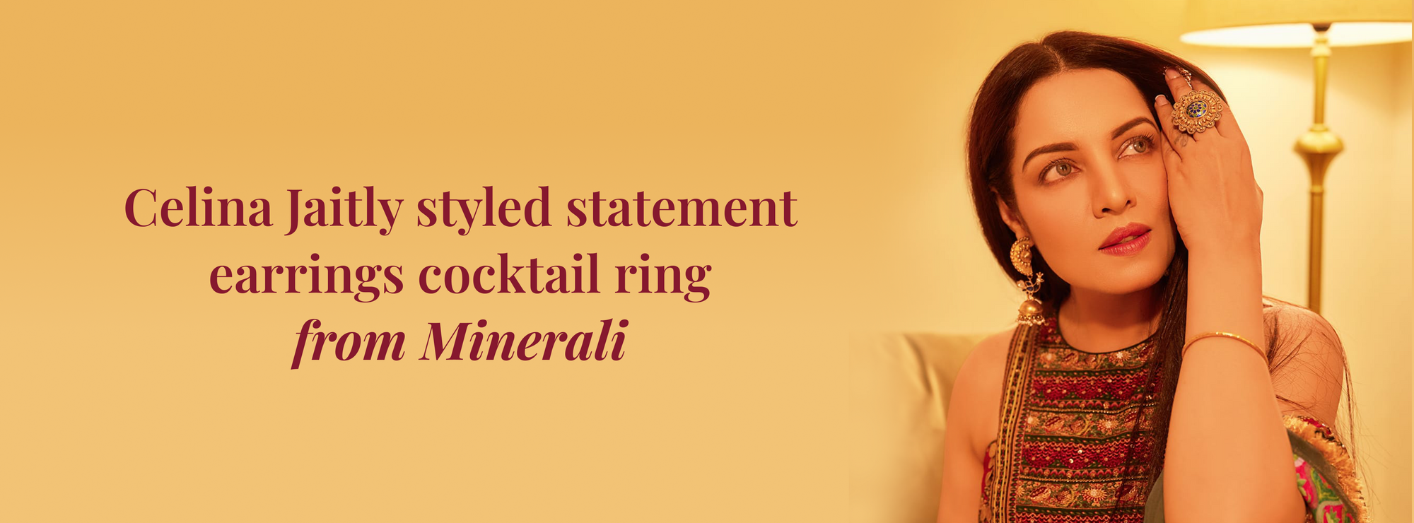 Celina Jaitly Wearing Minerali Jewelry