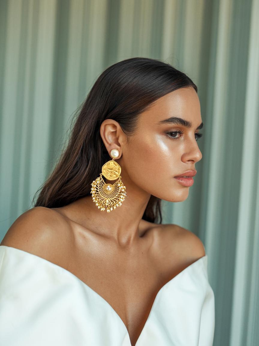 MOR COIN PEARL JHUMKA